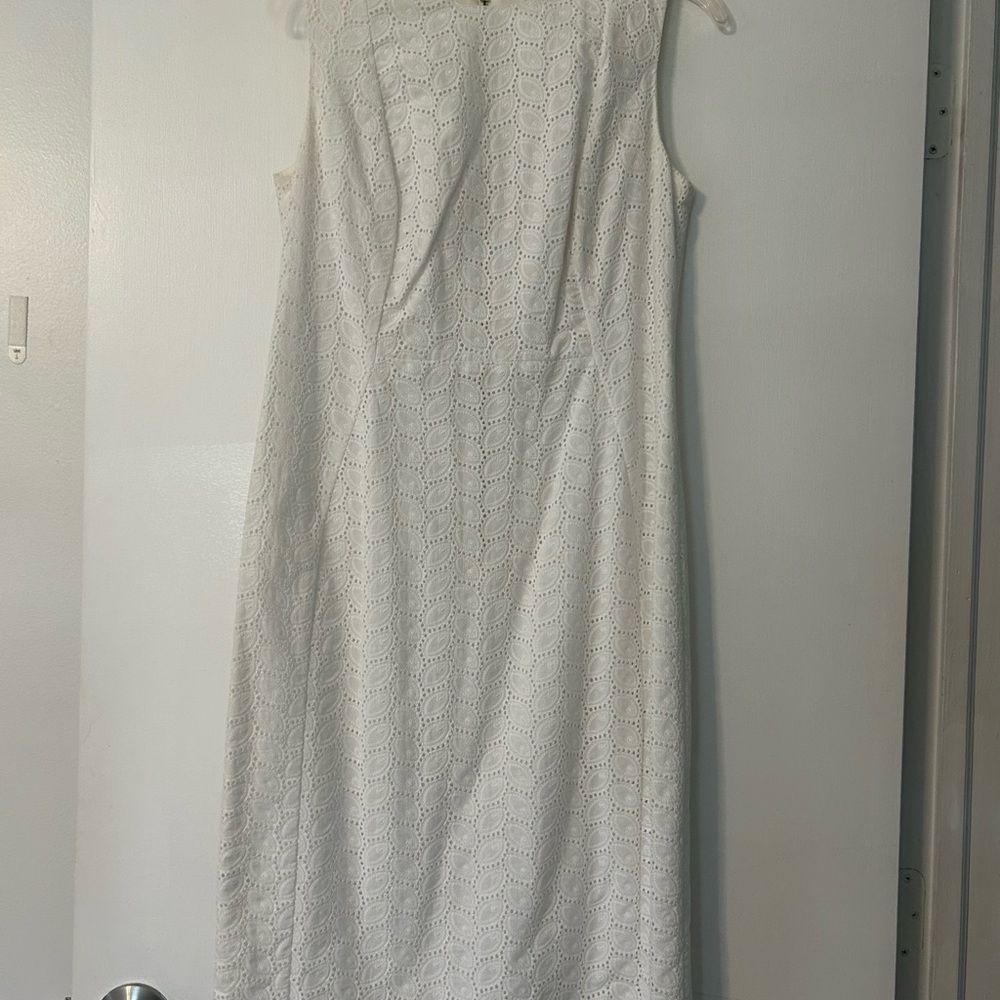 Calvin Klein White Eyelet Midi Dress